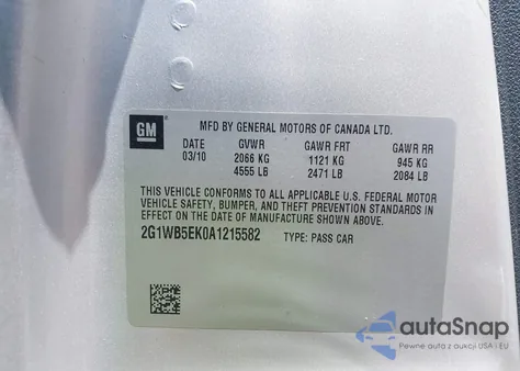 2010 Chevrolet Impala Lt из США, поврежденный, VIN 2G1WB5EK0A1215582